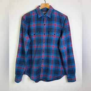 Bonobos Men’s Tailored Slim Fit Plaid Flannel Button-Up Shirt L Blue Red
